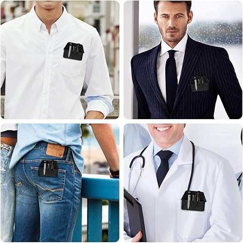 Vista 13 de Protector de bolsillo, 2 piezas de piel sintética para bolígrafos, bolsa organizadora para camisas, abrigos de laboratorio, pantalones, funda