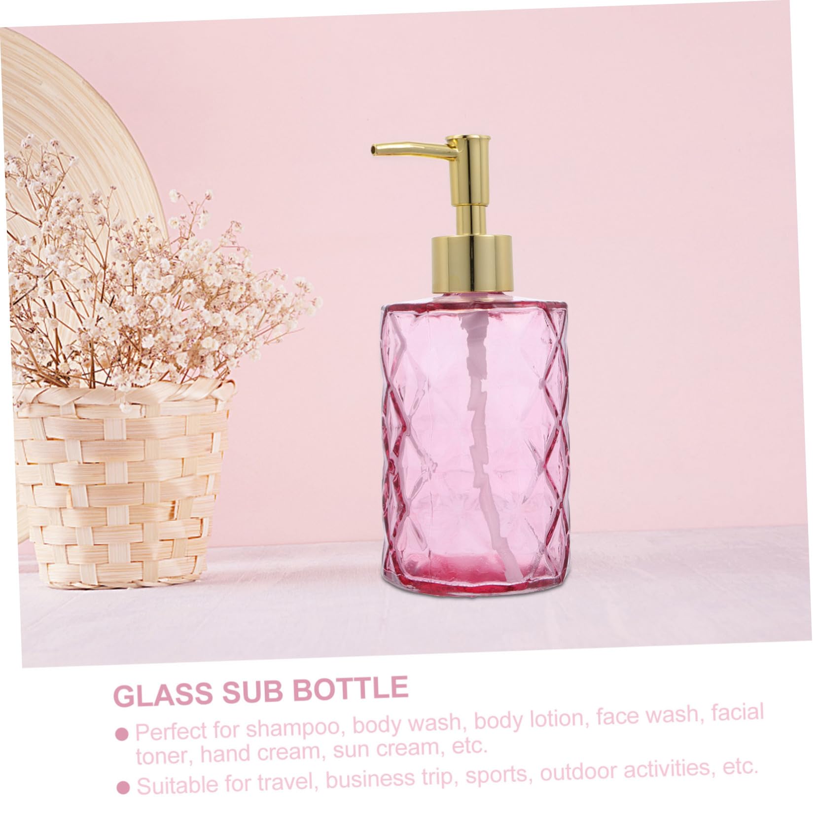3piezas Botellas De Vidrio con Pulsador Botella Dispensadora De Gel De Ducha Vacía para Baño Sala De Estar