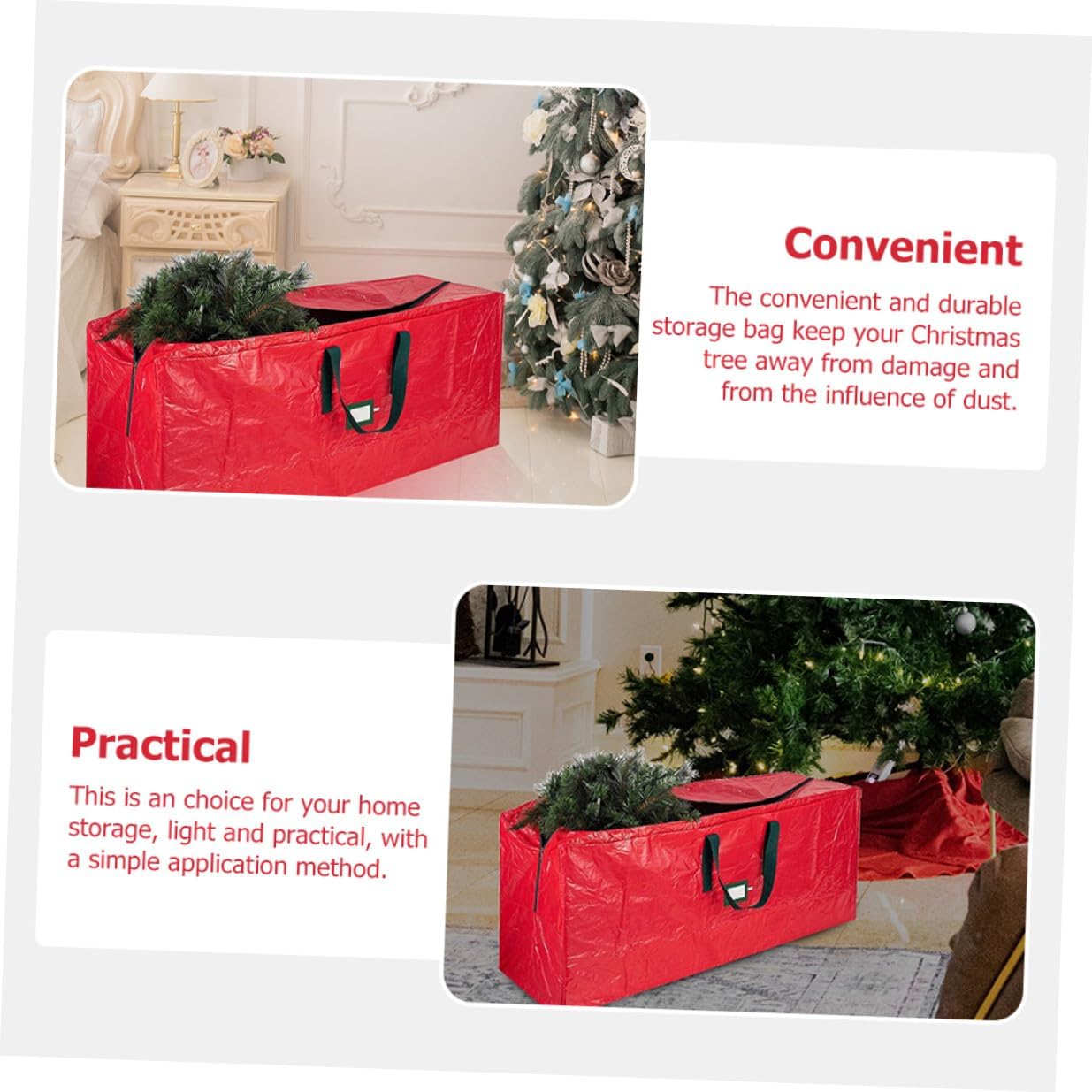 Large Waterproof Christmas Tree Storage Bag 165.1 X 38.1 X 76.2 Cm with Zipper and Carry Handles for Holiday Decoration Organization