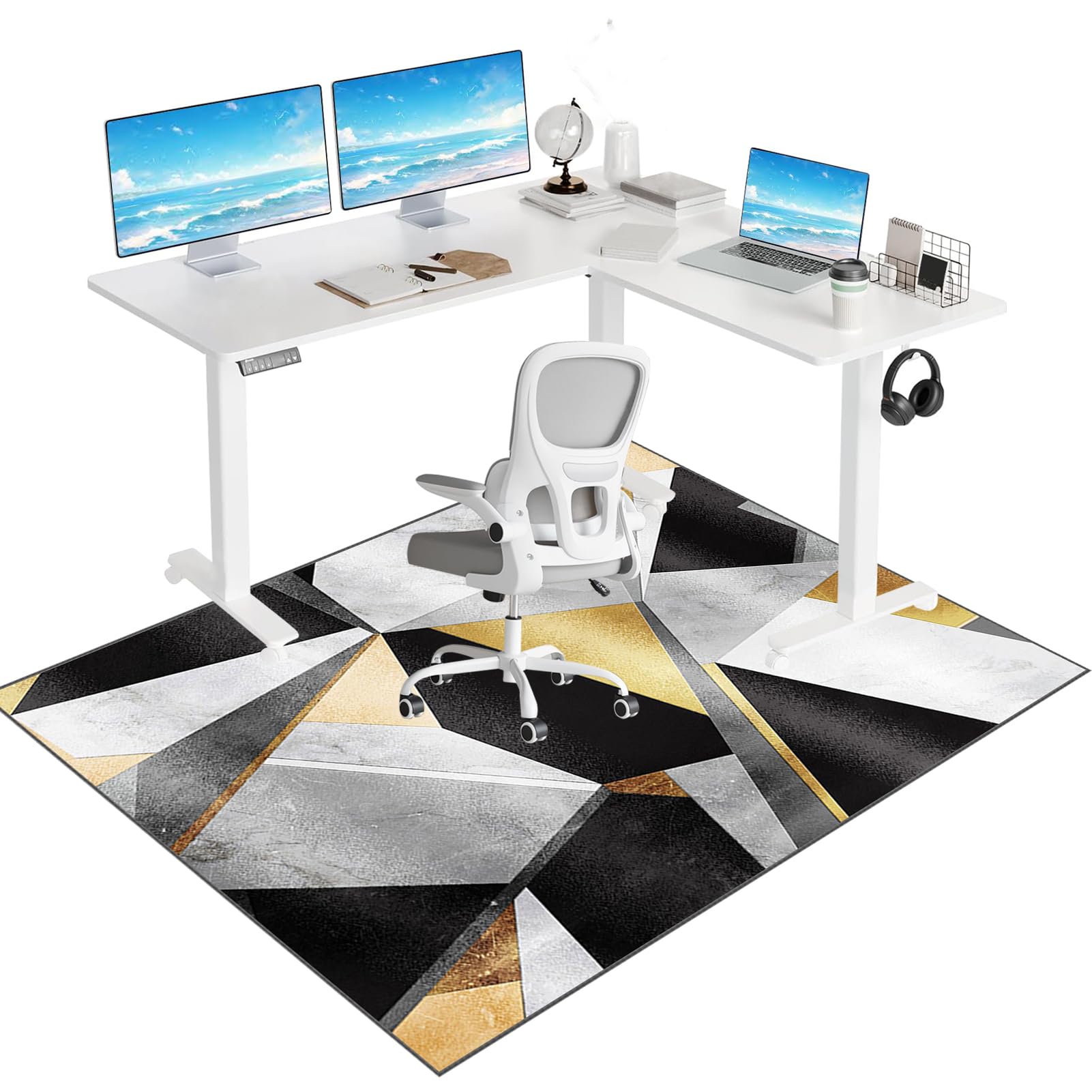 Tkuhknag Office Chair Mat for Carpet Floor, Desk Chair Mat for Carpet, Gaming Chair Mat Floor Protector for Rolling Chair, Low/Medium Pile Carpet Protector Chair Mat for Easy Glide 130 x 150 cm