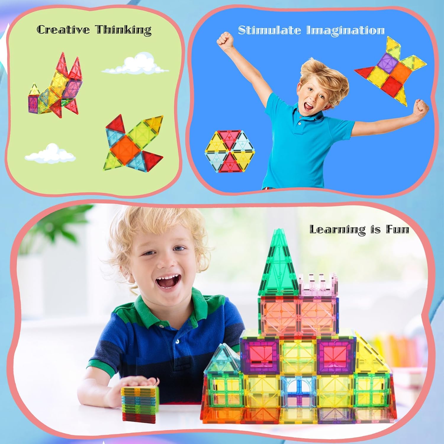 Magnetic Tiles 106 Piece Set, Magnet Building Blocks for Kids Toddlers, STEM Construction Toys with Gift Box for Ages 3 4 5 6 7 8+ Year Old Boys Girls