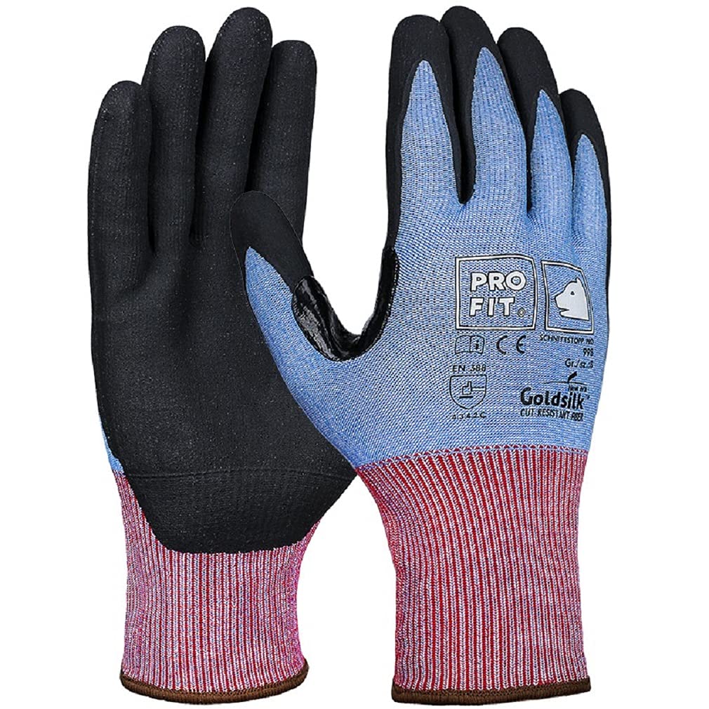 PRO FIT Schnittstopp PRO Nitrilschaum Schnittschutzhandschuh, 10 Paar Level C, Goldsilk-Fiber, Gr. 6