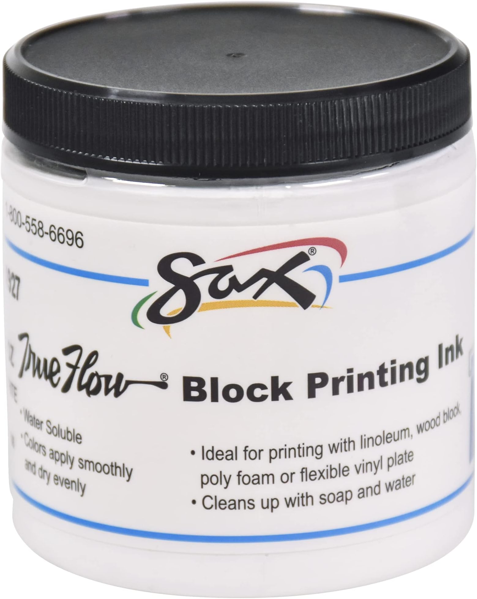 Sax 461927 True Flow Water Soluble Block Printing Ink - 8 Ounce Jar - White