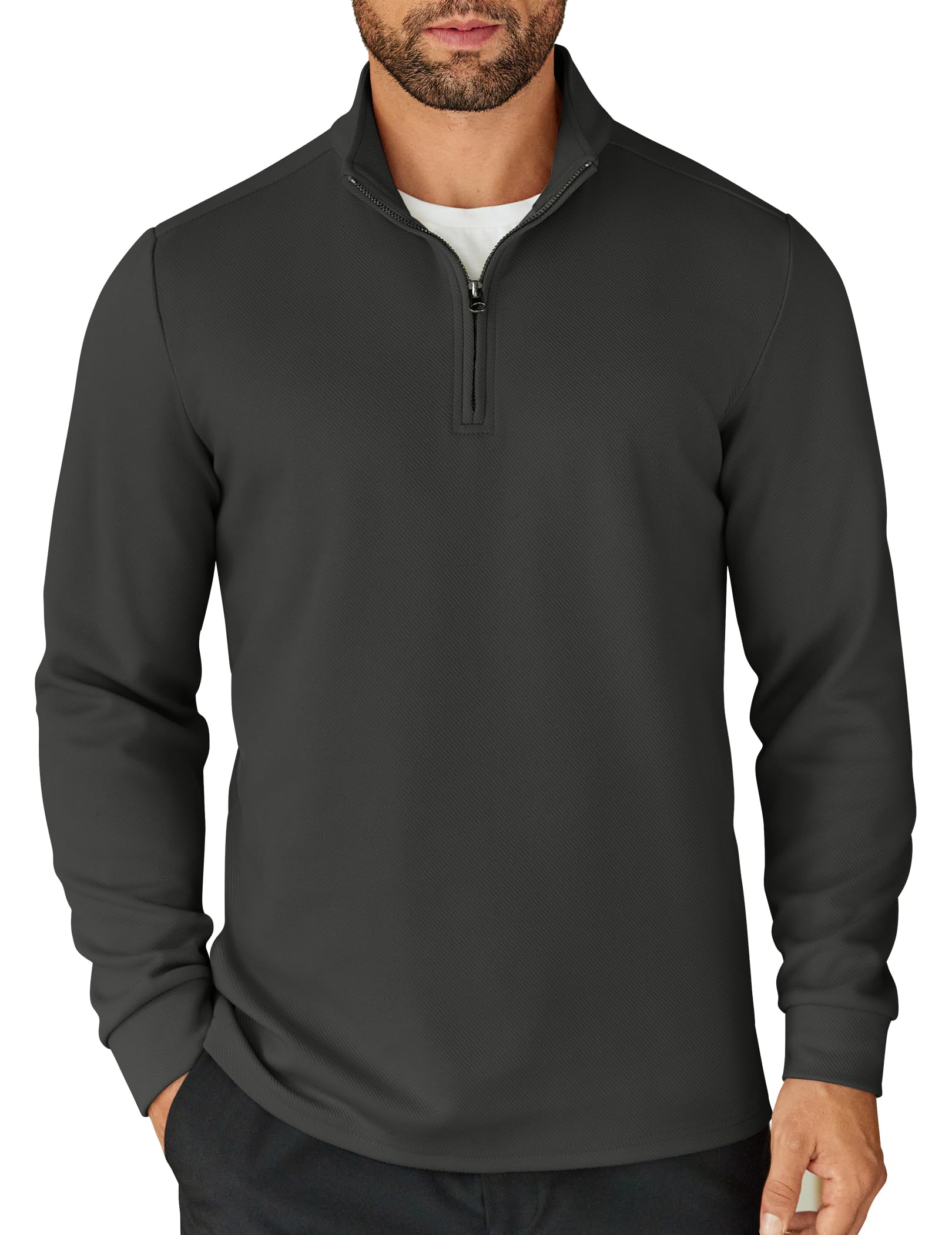 Mens Quarter Zip Up Pullover Lightweight Mock Neck Sweatshirt