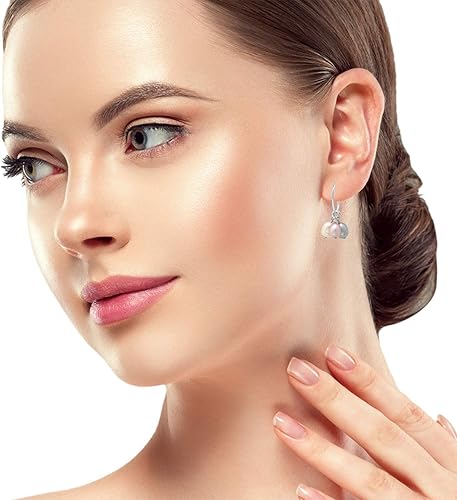 Miniatura 4 de Juego de aretes de perlas cultivadas de agua dulce de plata de ley 925, Gema Metal Piedra preciosa, Perla cultivada en agua dulce
