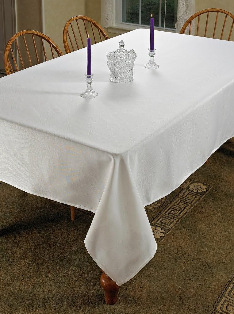 Violet Linen Oblong/Rectangle Tablecloth, White, 60" x 218"