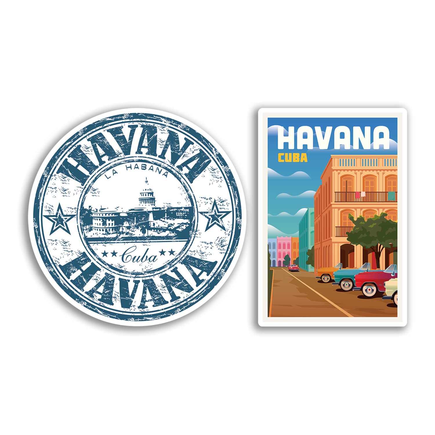 Dv Design Multi 2 X 10Cm Tall Havana Vinyl Stickers - Cuba Cuban Holiday Capital City Travel Gift #78550