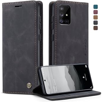 Mobile Phone Case for Samsung Galaxy A71 4G Flip Case Premium PU Leather Case Soft Vintage Foldable Stand Protective Case Card Slot Stand Function Mobile Phone Case Samsung Galaxy A71 4G - Black