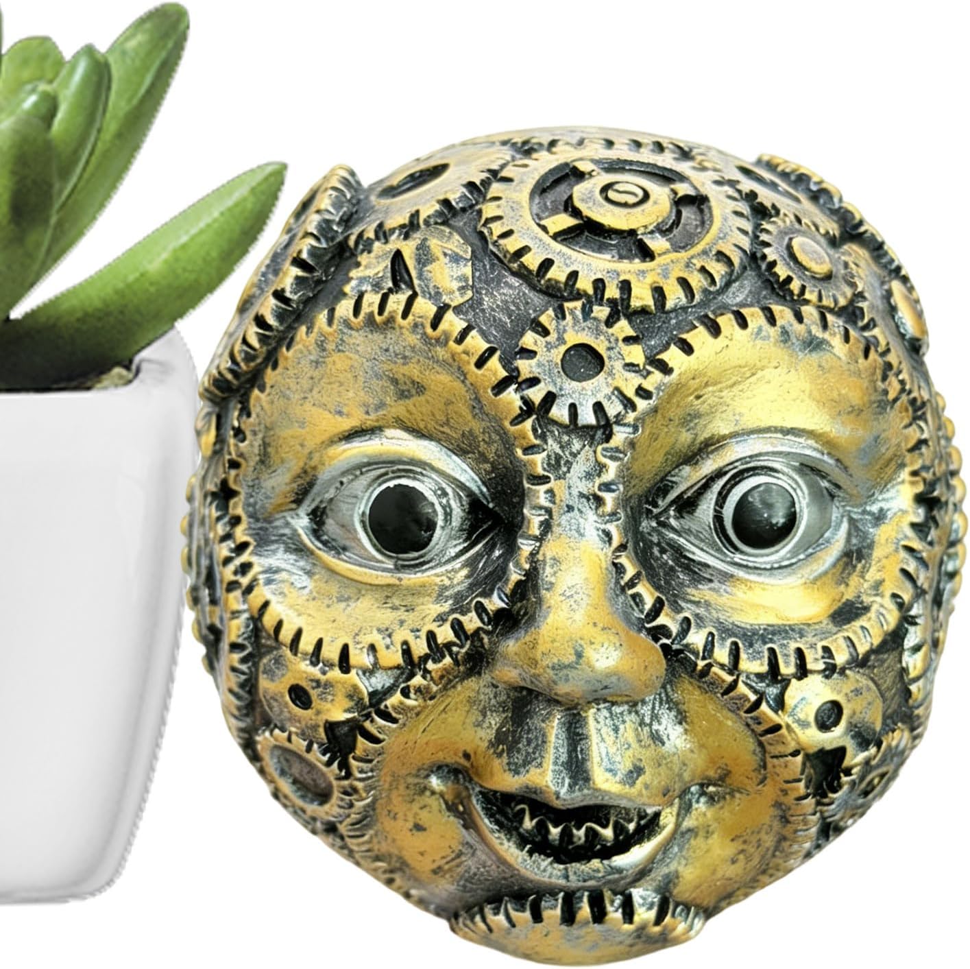 Steampunk Style Resin Human Face Ornament | Resin Human Face Figurines Decor, for Living Room Bedroom Study Nursery Shelf Bedside Display Shelves Bookshelves