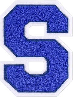 4-1/2" Varsity Letter Patches Chenille Blue Iron On Letters Large Letterman Jacket Patches Iron On Patch for Jacket/Hoodie/Varsity S
