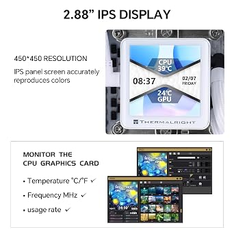 Frozen Vision 360 ARGB White V2 360mm CPU AIO Cooler, 2.88-Inch LCD