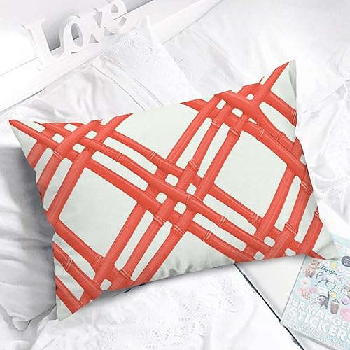 Miniatura 5 de ArogGeld Funda de cojín lumbar, funda de almohada geométrica naranja para casa de verano, funda de almohada geométrica de coral naranja, decoración