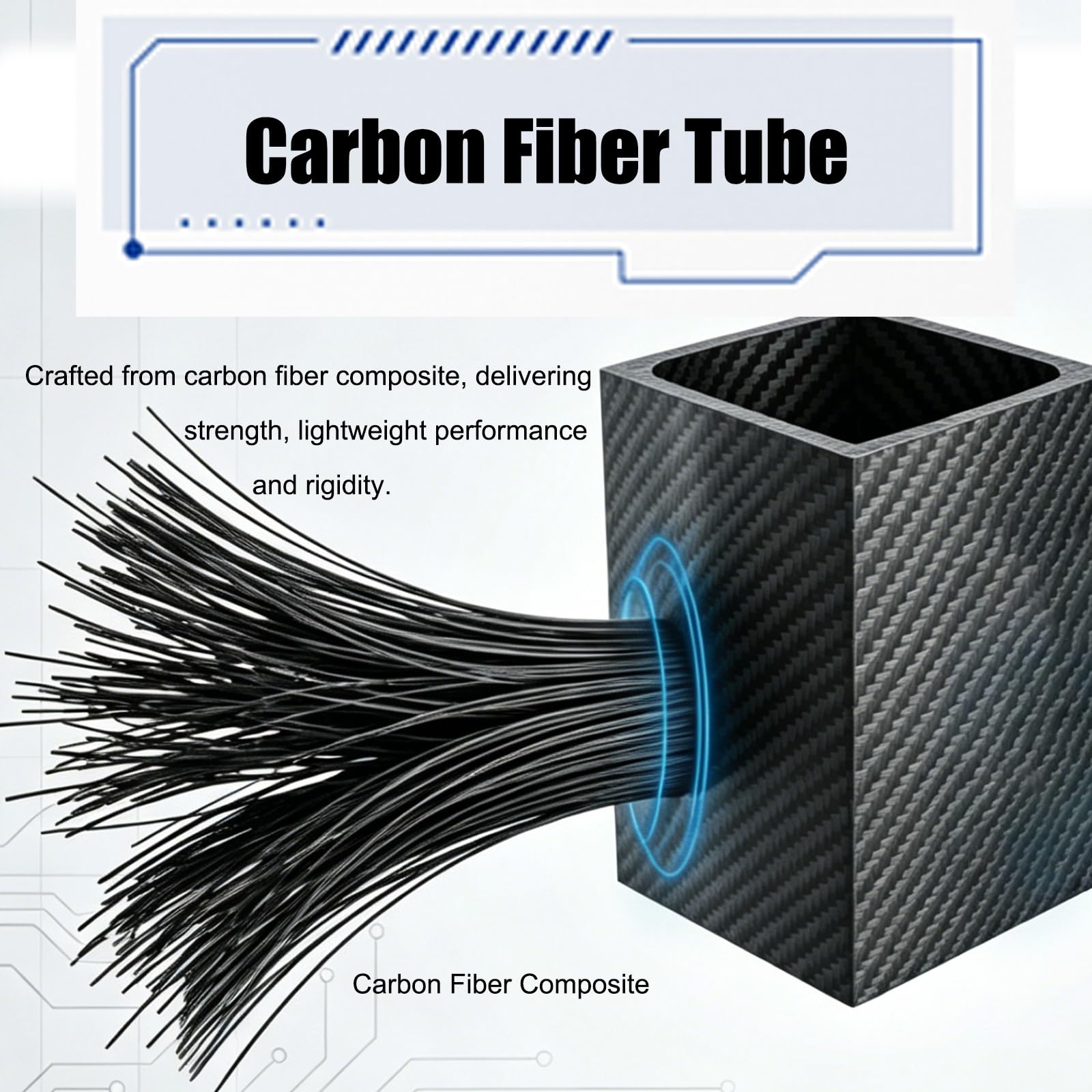AMUFJJ Tubo De Fibra De Carbono Tubo De Carbono (22x1000, 26x1000, 32x1000 mm), Perfil Cuadrado Ligero De Material Compuesto para Cuadricópteros, Aviones RC O Cometas | 16x16x12x1000mm