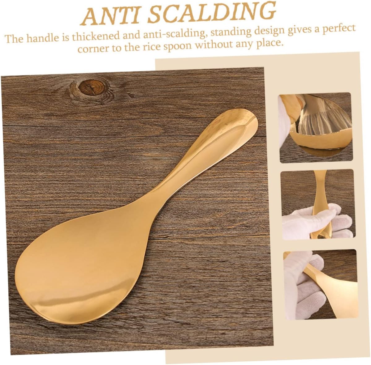 ABOOFAN 3pcs Brass Rice Paddle Sturdy Rice Scoop for Serving Non Stick Spoon for Cooking Kitchen Use Stylish Compact Design for Easy Handling