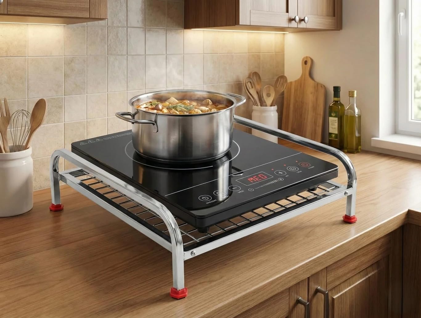 Fortune Stainless Steel Multipurpose Kitchen Stand with Wire Grid & Anti-Slip Legs | Heavy-Duty Utility Rack (Pack of 1)-image-39