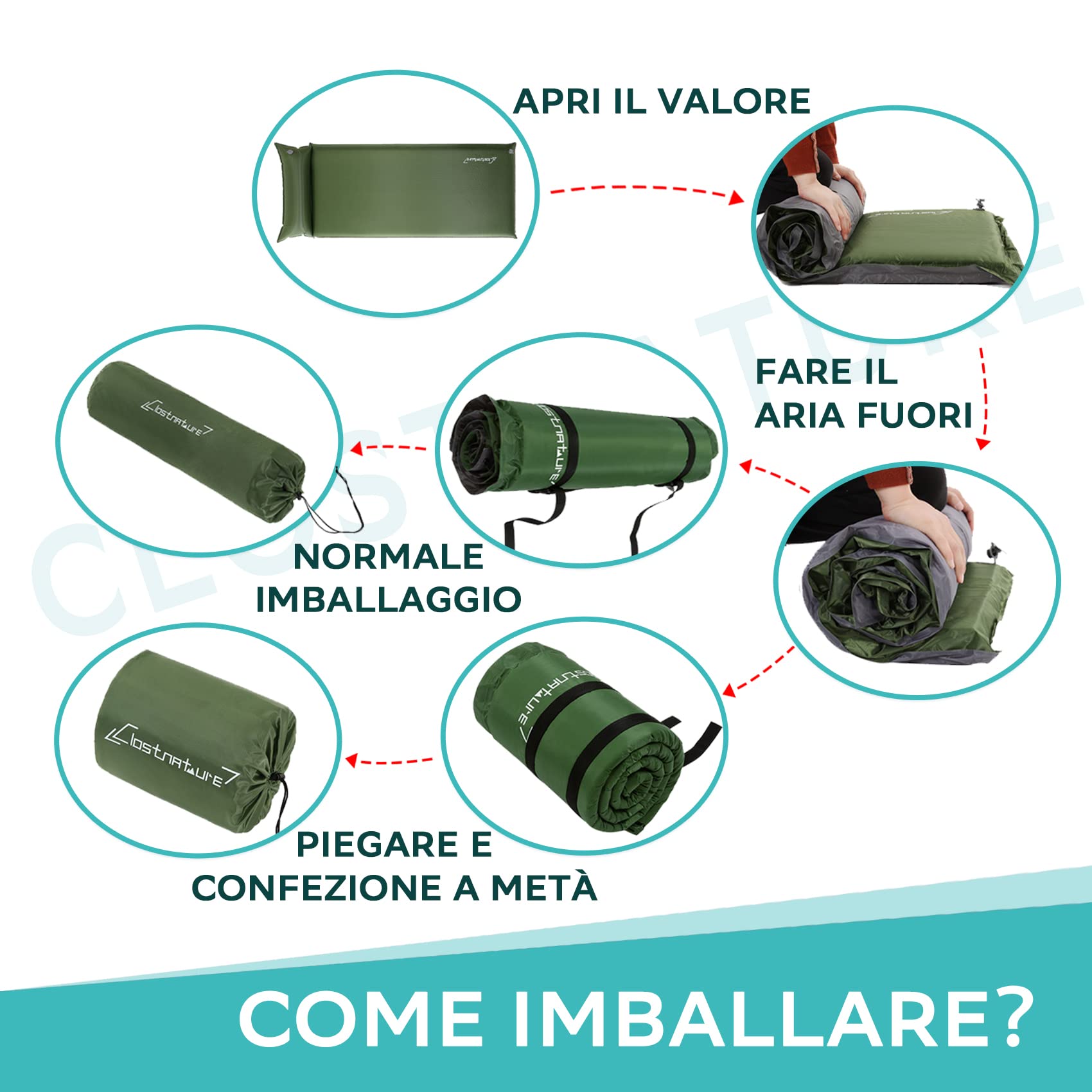 Clostnature Materassino Autogonfiabile da Campeggio - Materassino Autogonfiabile Esterno Spesso 3/5/7,6 cm con Confezione Piccola, Materassino Leggero per Sport, Escursionismo, Inverno