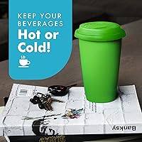 Vista 12 de Simply Green Solutions - Reusable Coffee Cups with Lids, Thermal Cups for Hot and Cold Drinks, Double Wall Tumbler, To Go Coffee Cups, 16 oz Coffee