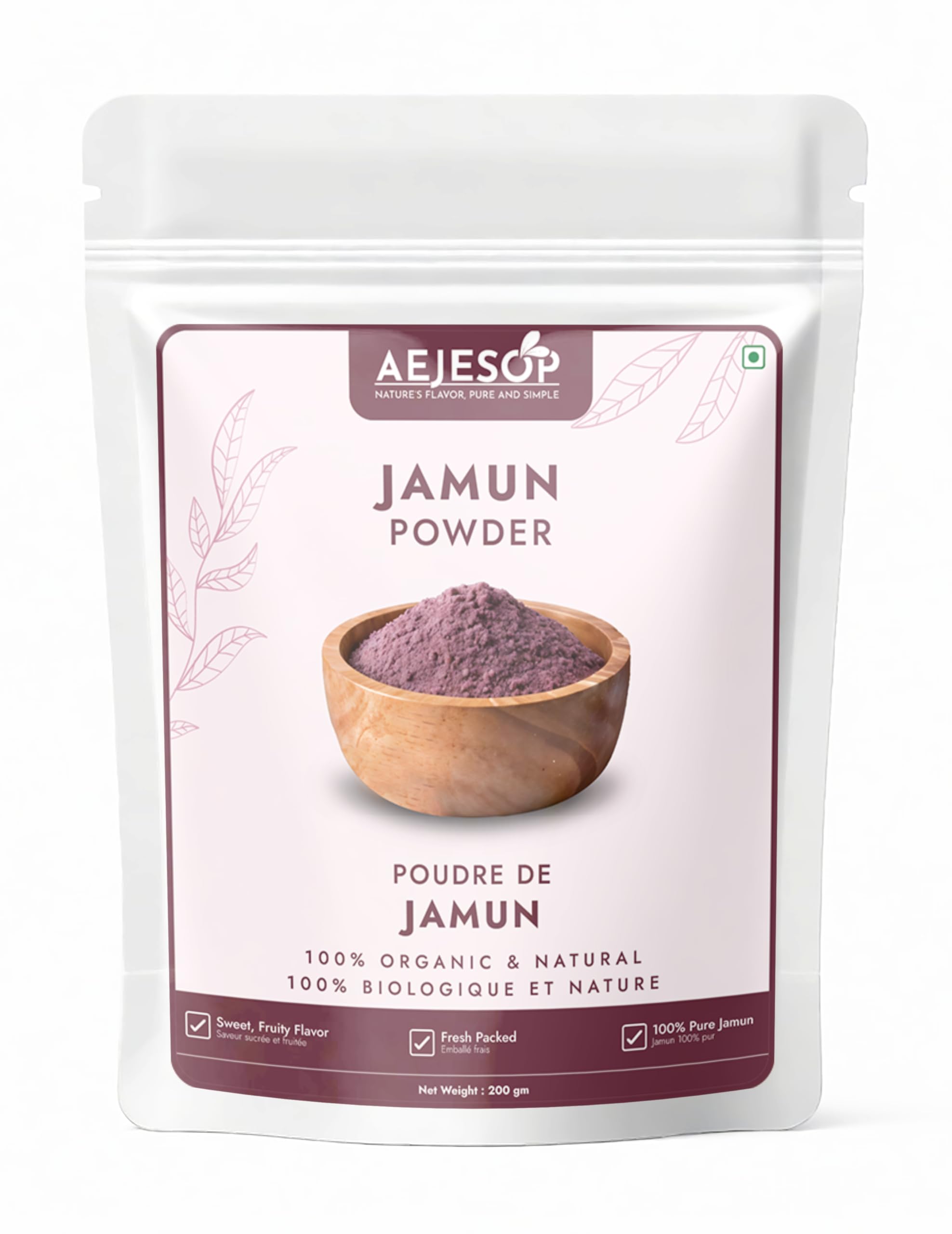 AEJESOP Jamun Powder, Organic Indian BlackBerry Jambu Powder, Eugenia Jambolana Seed, Java Plum, 7.05 Oz (200g)