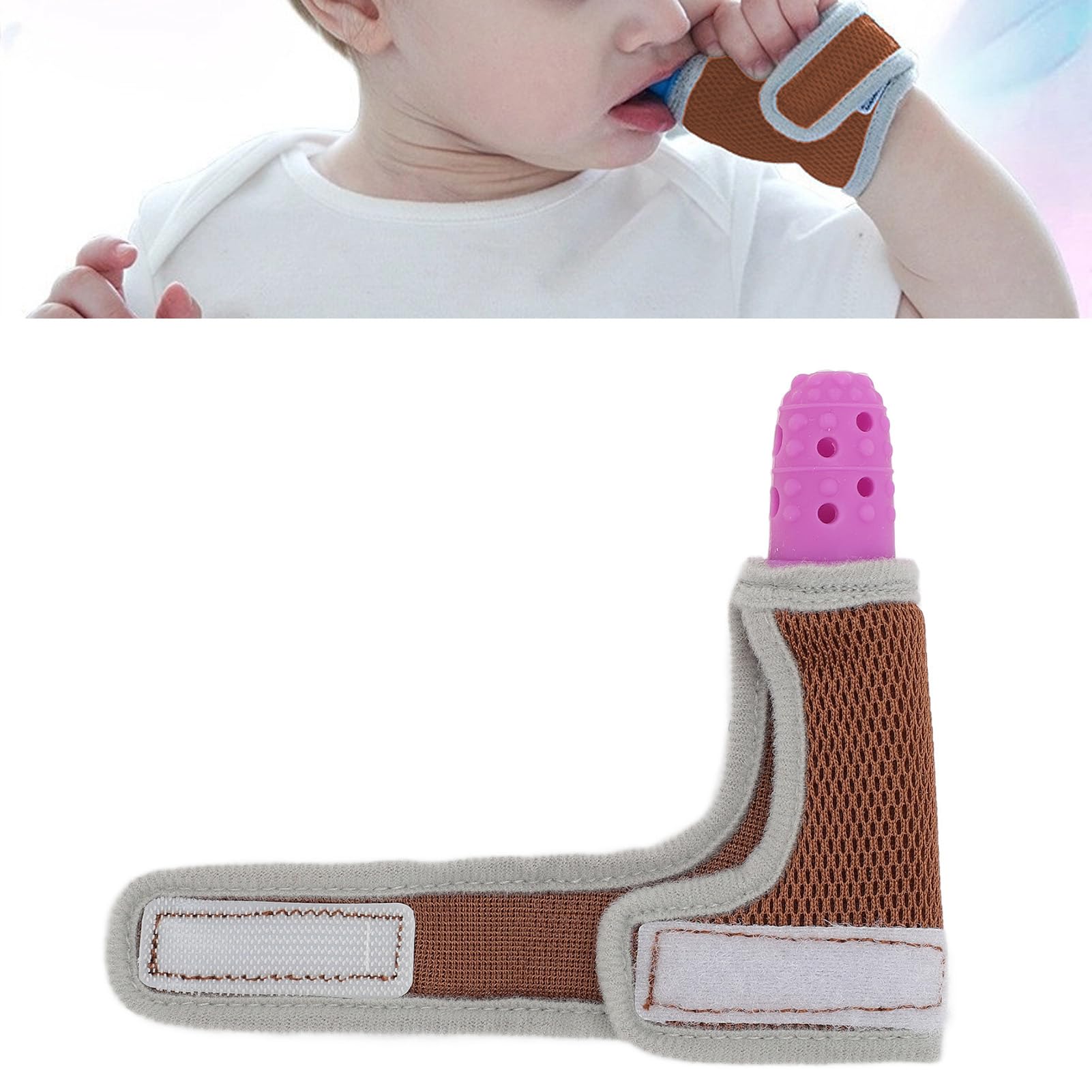 Dispositivo Per Succhiare il Pollice Per Bambini, Protezione Per le Dita in Silicone, Rete Traspirante, Trattamento Per Succhiare il Pollice Regolabile, 7M10Y, Blu, Con (PURPLE)