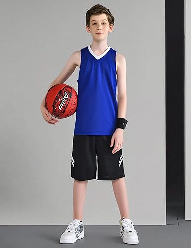 Miniatura 7 de Paquete de 10 camisetas de baloncesto atléticas reversibles de malla para niños y jóvenes, uniformes de equipo en blanco para deportes Scrimmage a