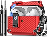 Vista 14 de Compatible con AirPods Pro 2ª/1ª generación, estuche con cierre magnético automático y kit de limpieza, compatible con funda Magsafe - Negro