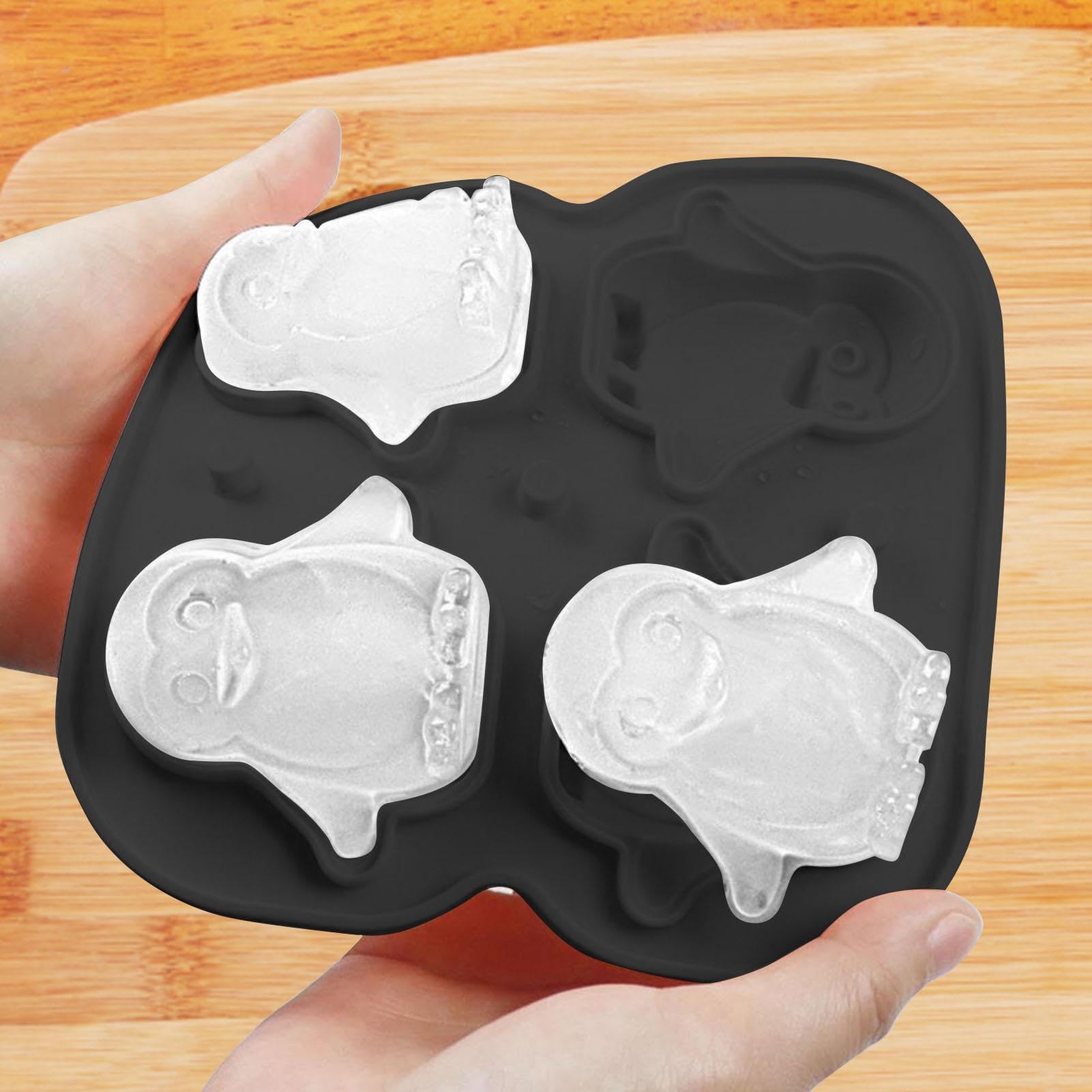 Stampi per cubetti di ghiaccio a forma di pinguino, in silicone , divertente stampo per ghiaccio, riutilizzabile, accessorio per frigorifero, per bevande, cocktail, refrigeranti