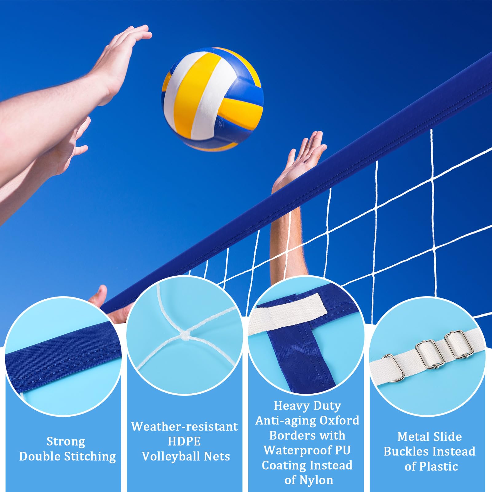 Red de voleibol de piscina mejorada, red de voleibol de piscina de 15 x 3 pies para piscina enterrada | Juegos para adultos y familia 2025 Flotadores de piscina de verano para regalo de fiesta, bordes gruesos, hebillas de metal