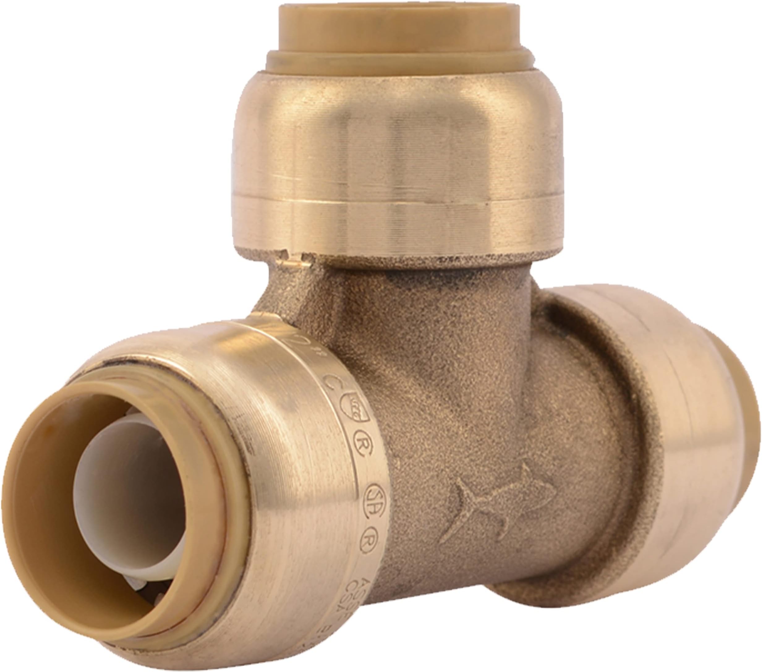 SharkBite 1/2 Inch Tee, Push to Connect Brass Plumbing Fitting, PEX Pipe, Copper, CPVC, PE-RT, HDPE, U362LFA