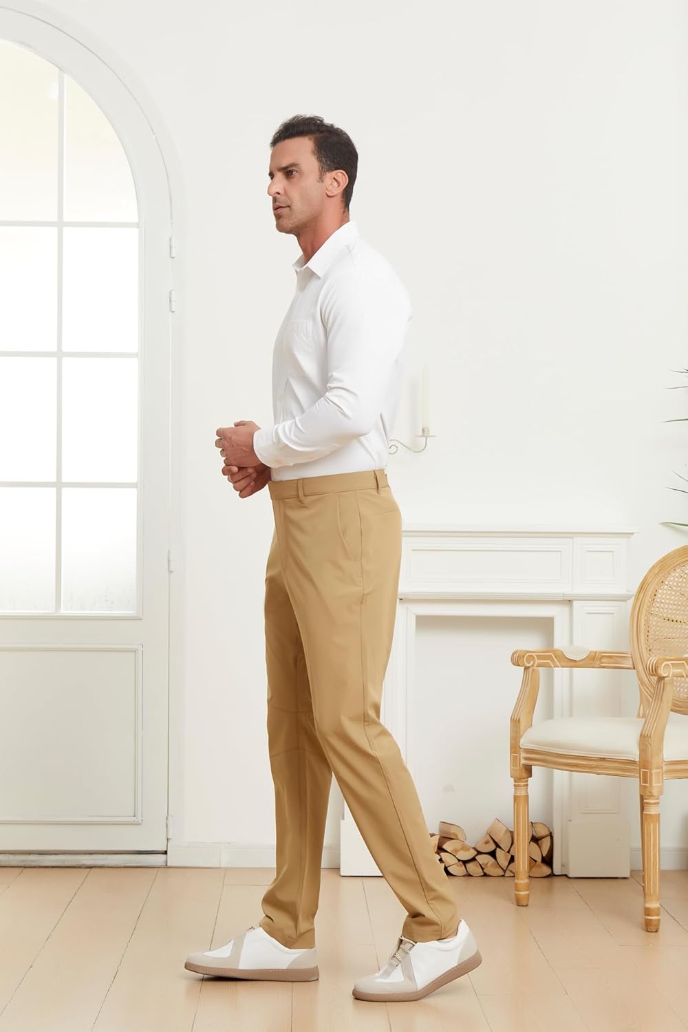 Men's Golf Casual Pants, Lightweight Work Straight-Leg Trousers, Business Travel Stretch Pants with Pockets - Image 5