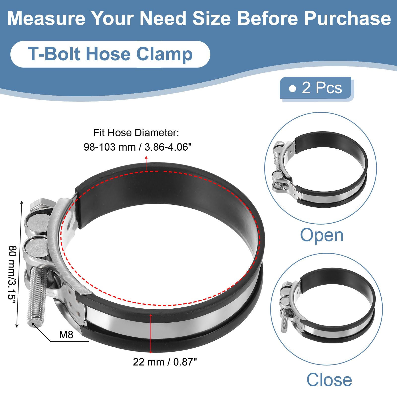 PATIKIL 98-103mm T-Bolt Hose Clamp - Image 2