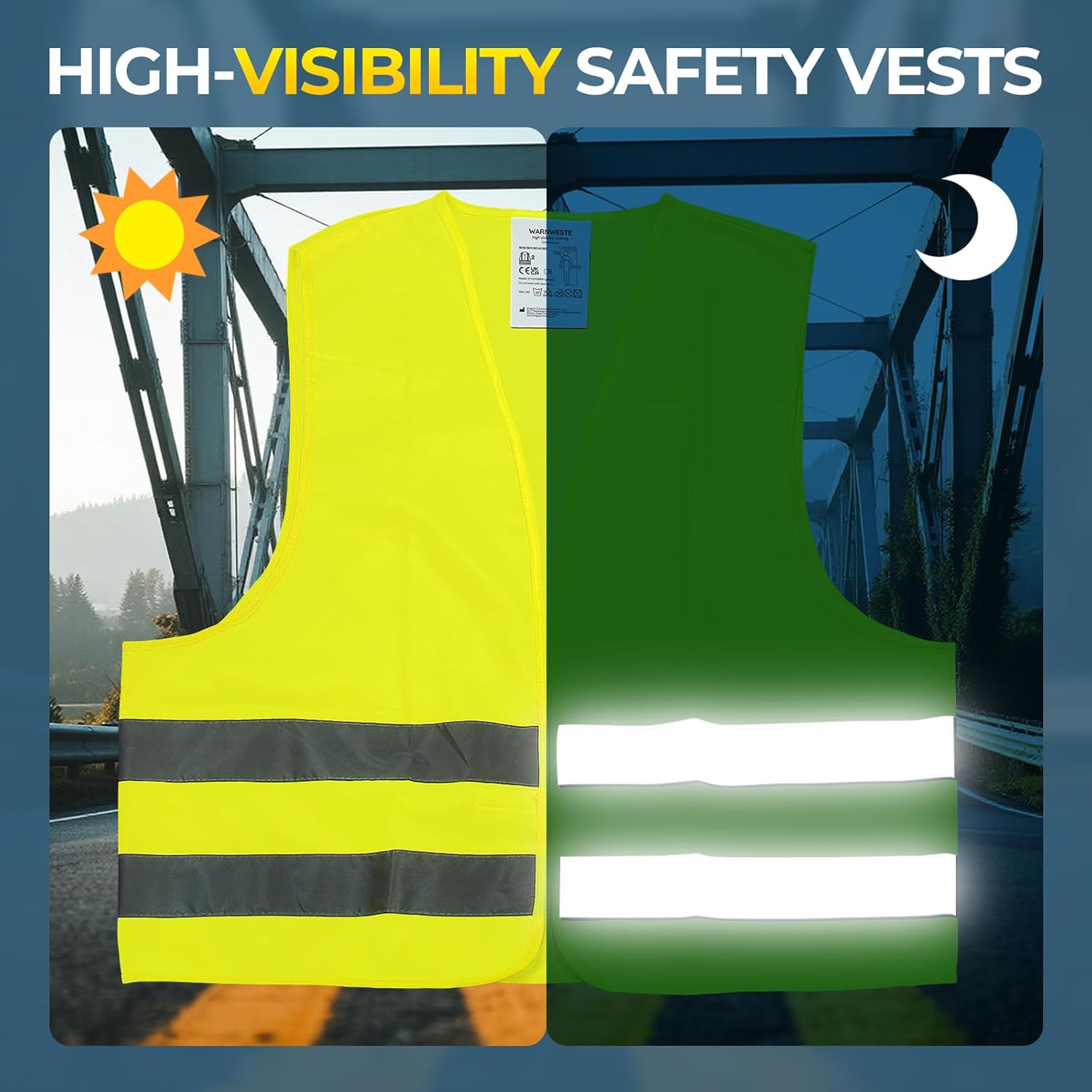 10 Pack Yellow Safety Vests, Bulk High Visibility Vest for Men / Woman, Adult Reflective Running Vest, Wholesale Work Vests For Construction, Running, Security, Cycling, Warehousing, Municipal - Image 5