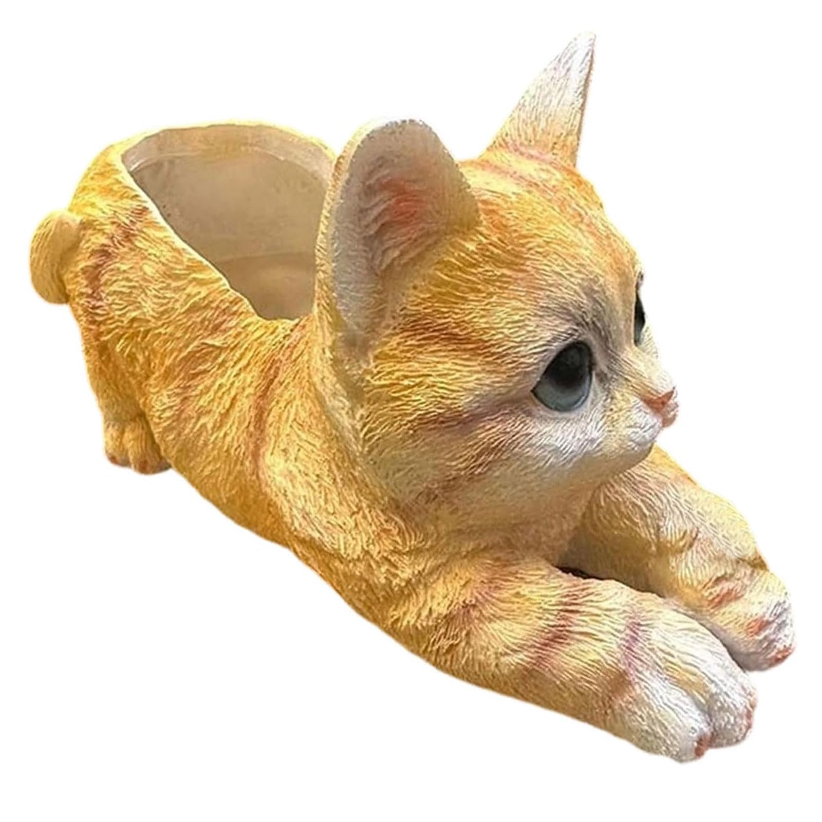 Poystng Resin Fleshy Plant Container Kitten Planter Flowerpot Ornament for Fleshy Plant Cactuses Container for Home Balcony Resin Planter Kitten