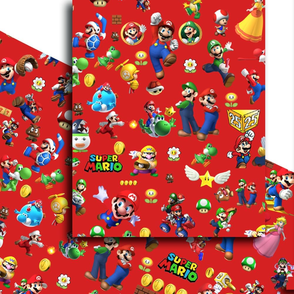 YOOYEH Wrapping Papers, 5 PCS 70x50cm Birthday Gift Wrapping Paper Christmas Wrap for Kids