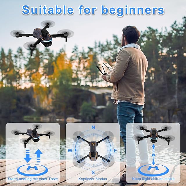 Foto 3 de 7 de QUXV Drone con Cámara HD 1080P para Niños y Adultos, Control remoto con pantalla de 2.4 pulgadas
