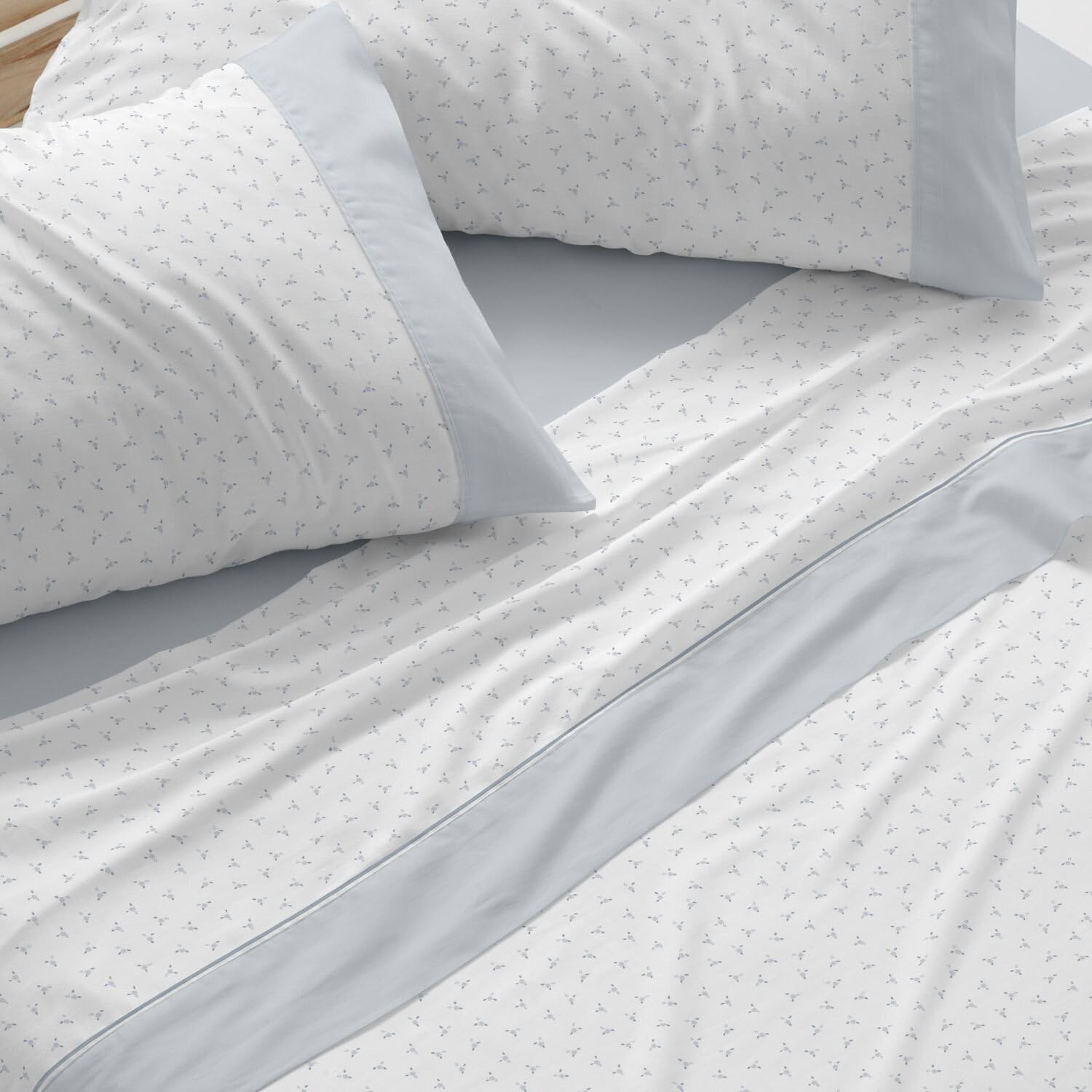 Burrito Blanco | Sábanas de Franela de algodón | Cama de 150 a 160cm. (+Medidas Disponibles) | Diseño 576 | Color Azul (150-160x190/200cm.)