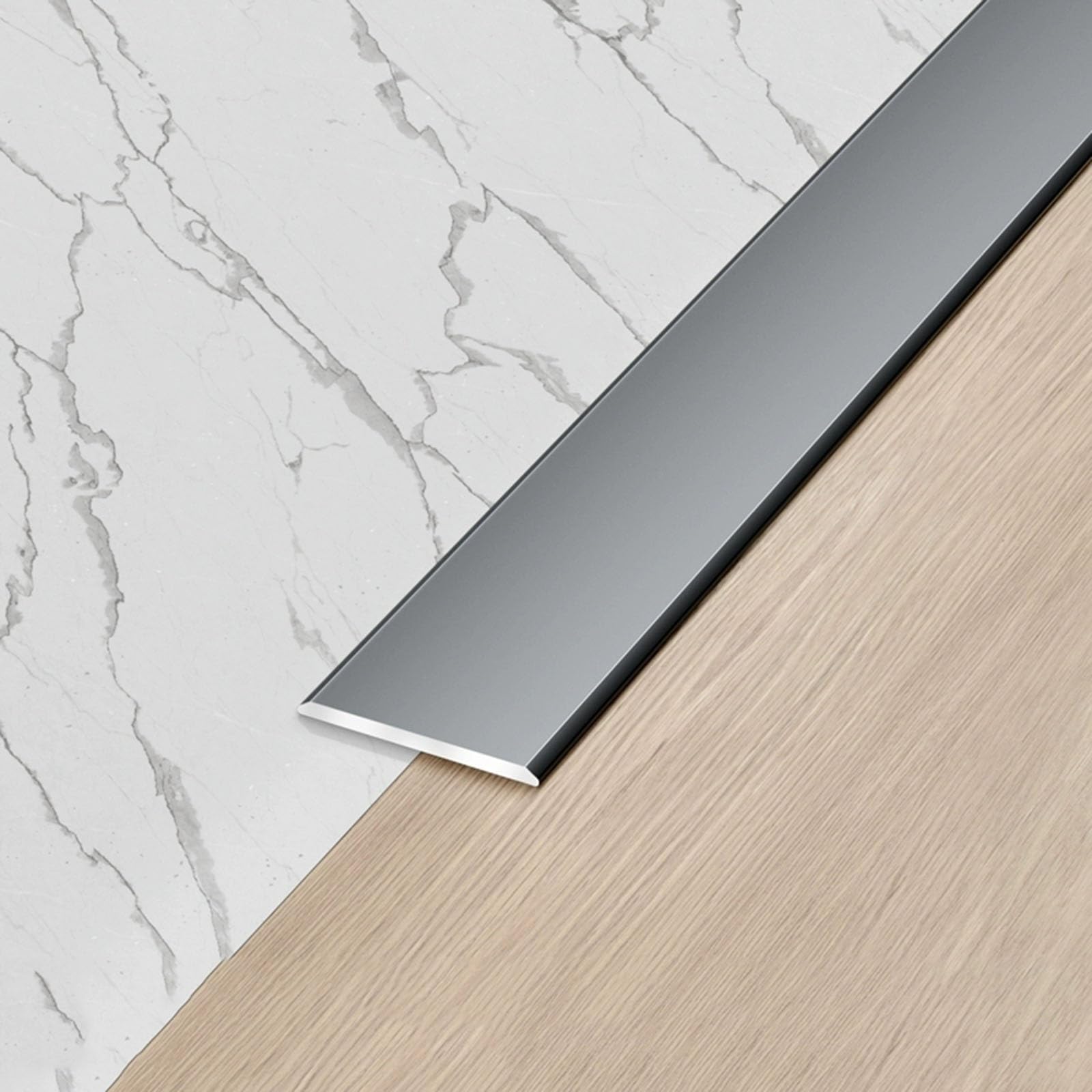 Door Threshold Strip, Aluminum Floor Transition Strip, Flat Divider, Covers Laminate Floors/Wood/LVT - Metal Plate Joins Flooring(Grey,15mm)