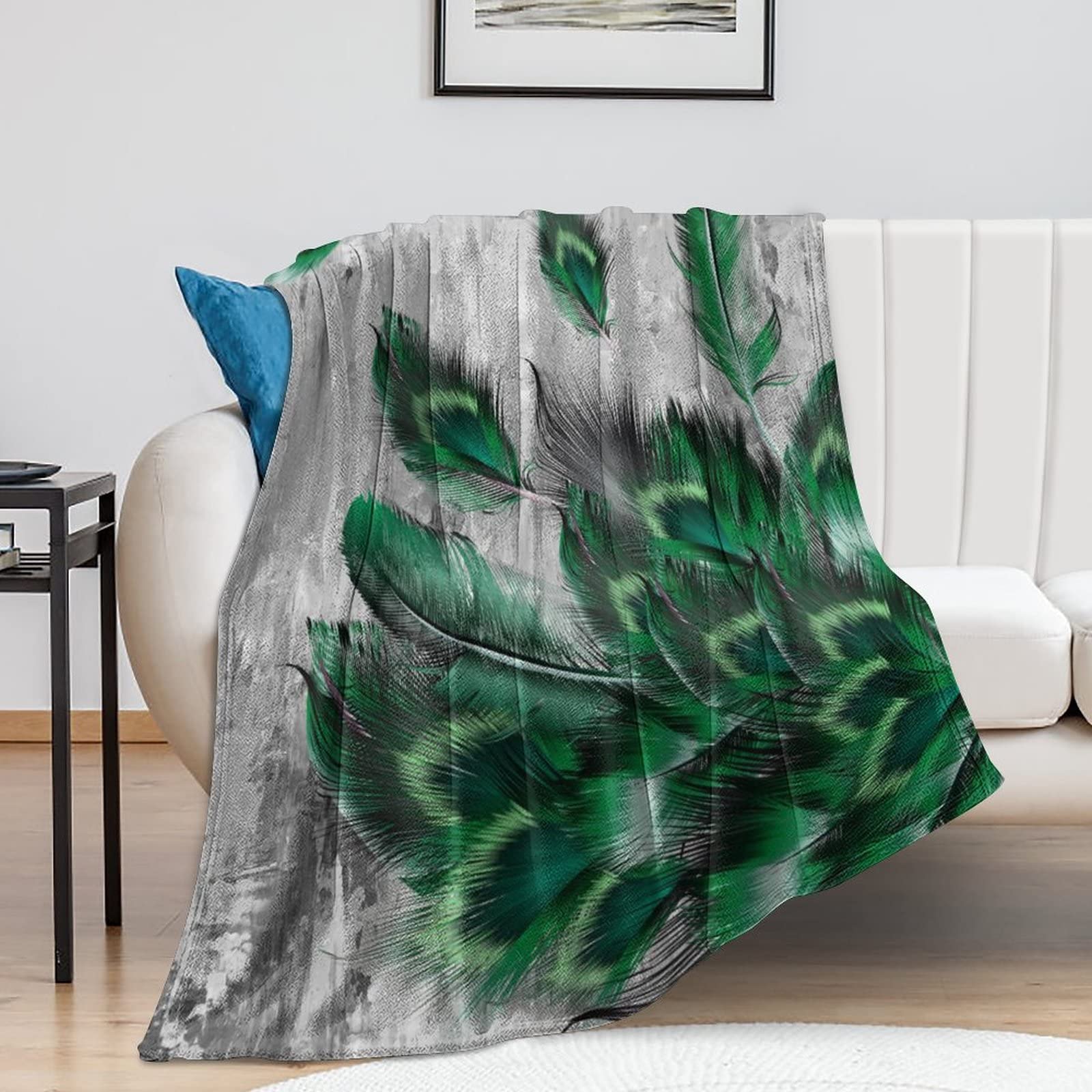 Couverture paon peluche idée cadeau pendaison de crémaillère