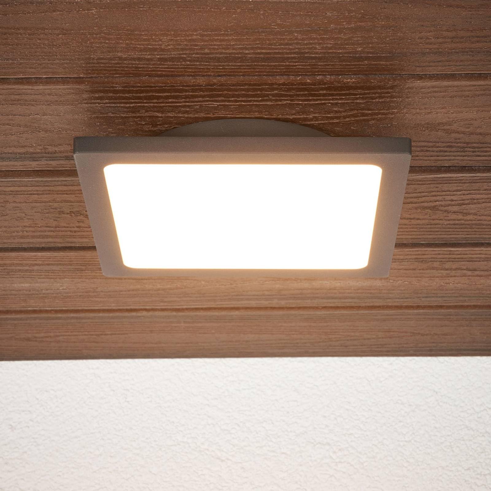 Lucande Mabella LED Deckenleuchte mit Bewegungsmelder Schwarz Aluminium Außenleuchte