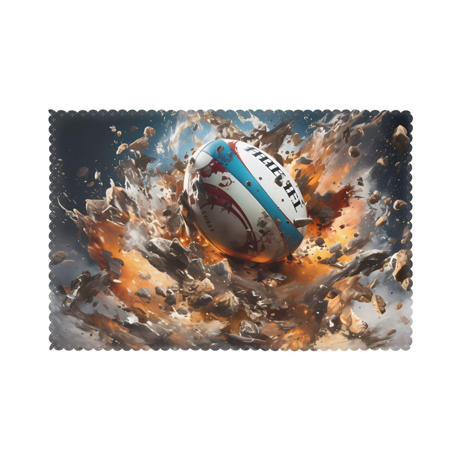 Rugby on Fire Placemat set of 6, oil-proof and insulated dining table placemats, washable and wipeable.