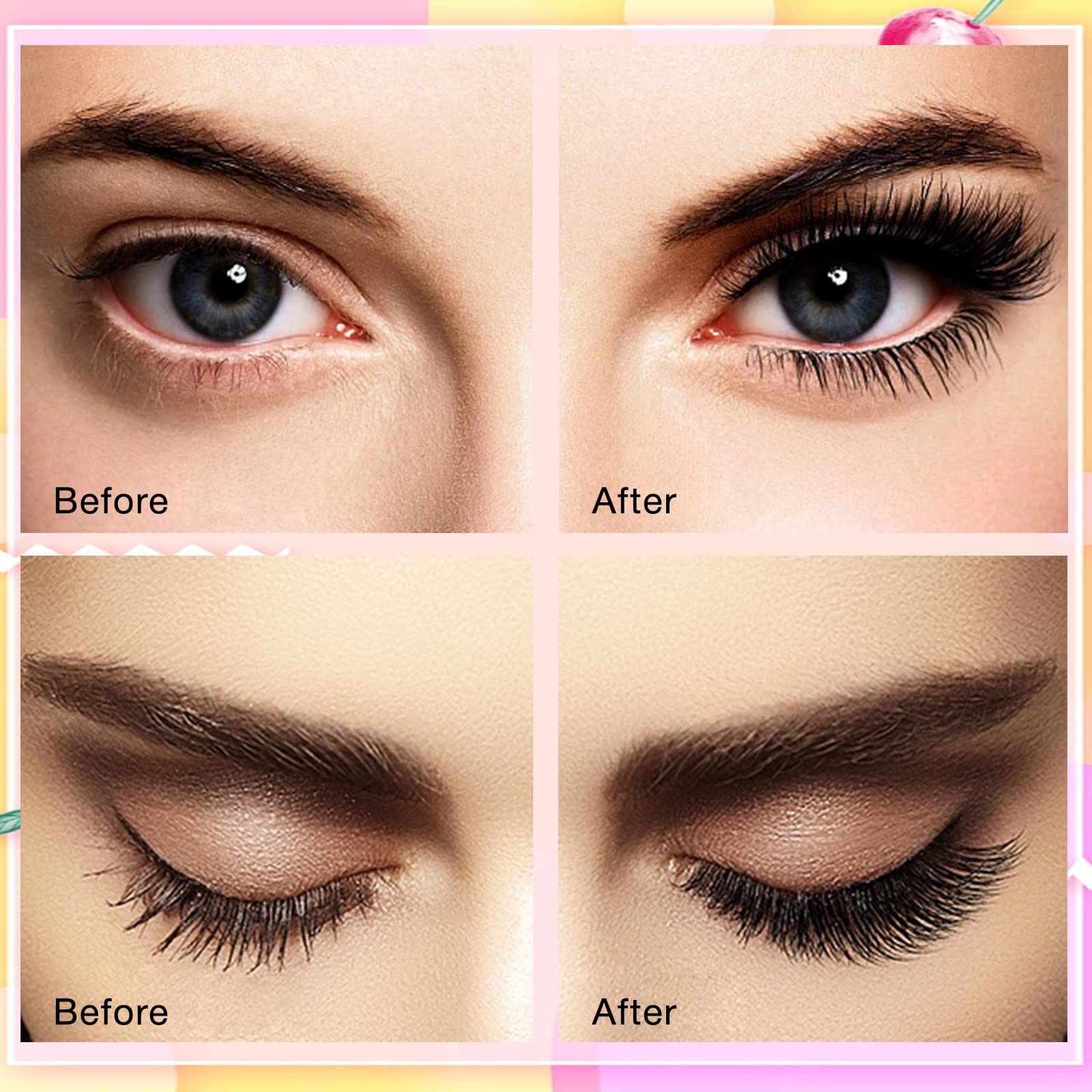 Self Adhesive Eyelashes Natural Look False Eyelashes Reusable Self Stick Lashes No Glue Needed 5 Pairs Waterproof Lashes Mixed (Black)