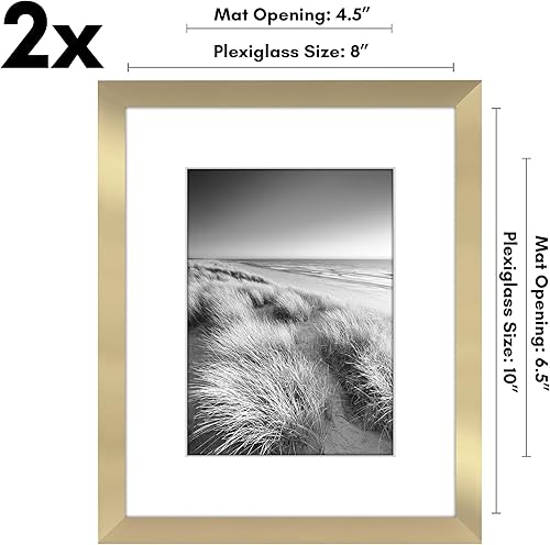 Vista 177 de Americanflat Portarretratos de 8 x 12 pulgadas con plexiglás pulido, juego de 2 portarretratos de 6 x 8 pulgadas con paspartú o para fotos de 8 x 12