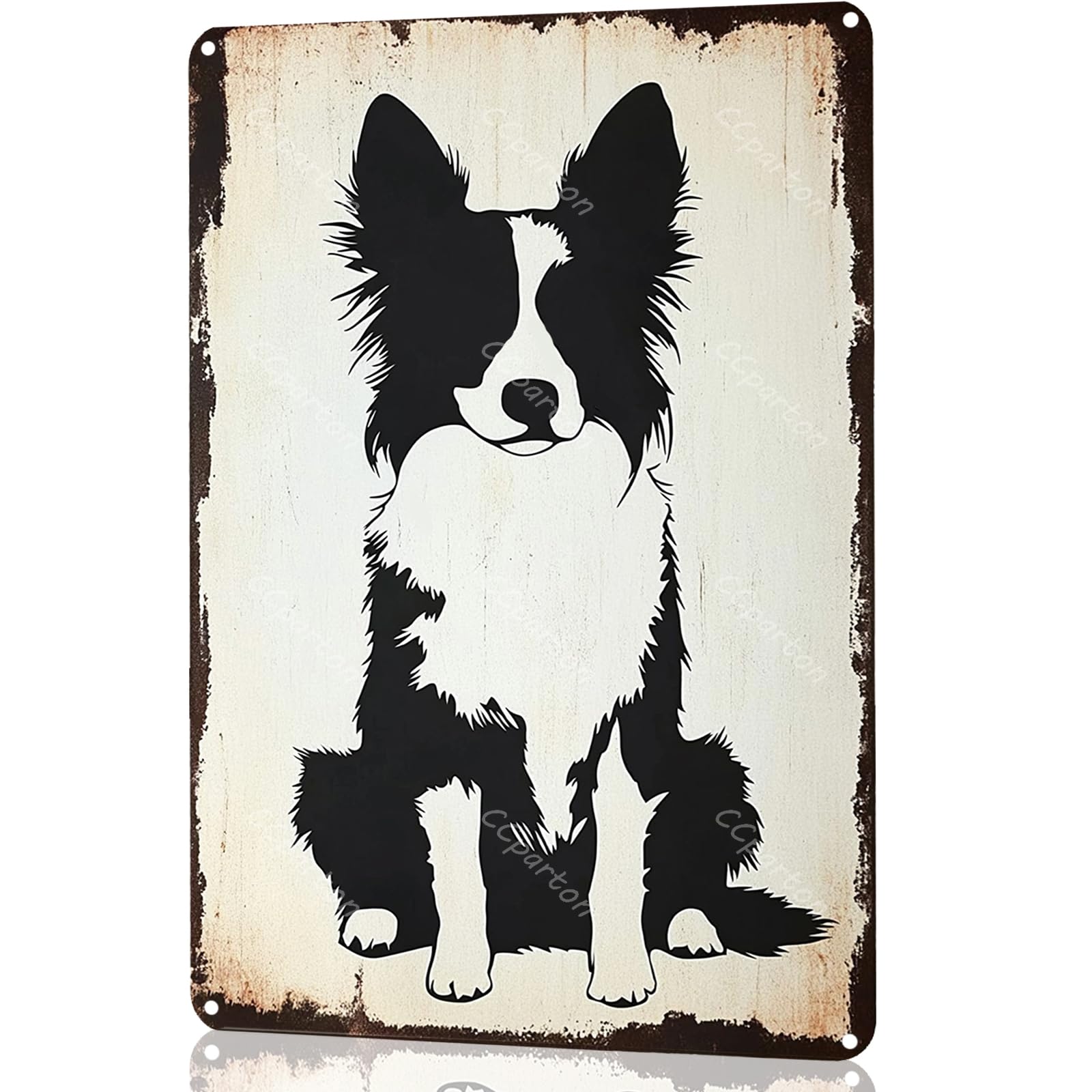 Yivxa Tin-41 Metal Sign Border Collie Vintage Metal Tin Sign For Home Outdoor Indoor Office Bar Yard Decor 8X12 Inch