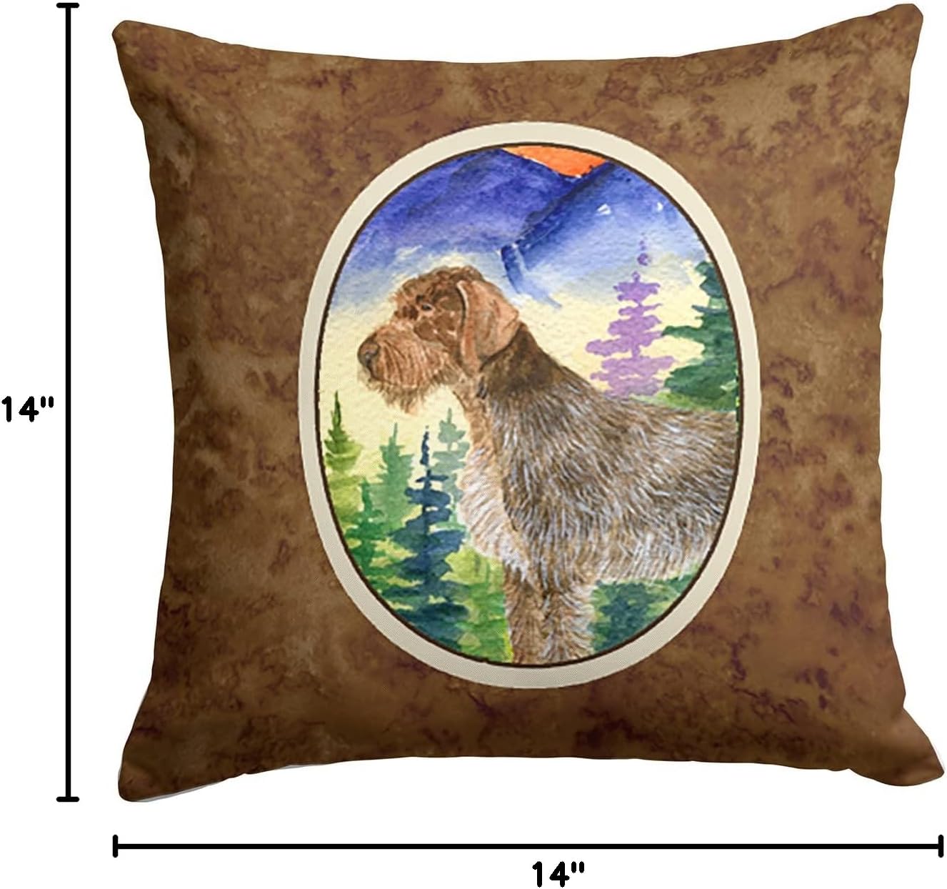 Caroline's Treasures SS8226PW1414 German Wirehaired Pointer Fabric Decorative Pillow Machine Washable, Indoor Outdoor Decorative Pillow for Couch, Bed or Patio, 14Hx14W