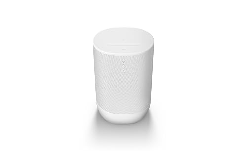 Sonos Move 2 | Tragbarer WLAN Speaker mit WLAN, Bluetooth, kompatibel mit Amazon Alexa, mindestens 24 Stunden Akkulaufzeit und kabelloser Ladestation - Weiß