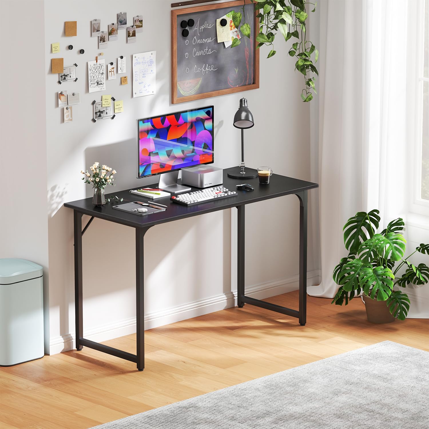 Computer Desk 47 inch Study Writing Table,Workstation Adjustable feet,Gaming Desk Modern Furniture for Home Office,Black