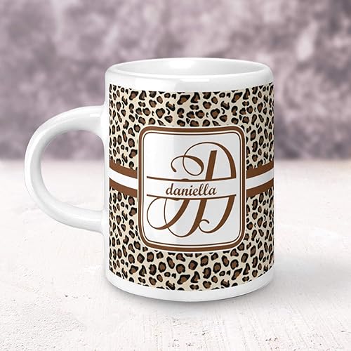 Miniatura 3 de RNK Shops Taza de espresso personalizada con estampado de leopardo de un solo tiro, 3 oz.