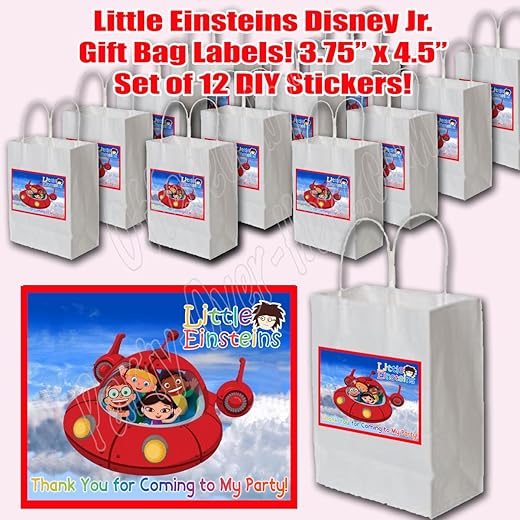 Little Einsteins Sticker Labels Party Favors Supplies Decorations Gift Bag Label Stickers ONLY 3.75" x 4.75" -12 pcs