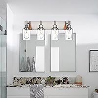 Vista 2 de 4 luces de tocador de baño, níquel cepillado, accesorios de iluminación de baño sobre espejo con vidrio transparente, aplique de pared industrial