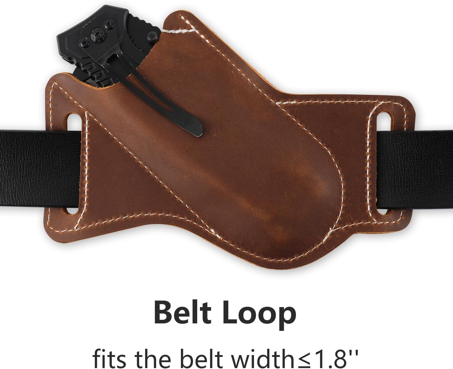 Pocket Knife Sheath for 5 inch, Knife Holder for Belt, Belt Knife Sheath, EDC Multitool Holster, Portable Folding Bulk Knives Pouch for Outdoor, Premium Handwork Gift for Men