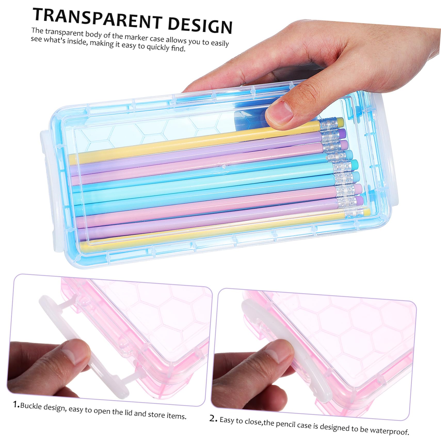 6pezzi Astuccio Trasparente Per Matite e Cancelleria Di Organizzatore Plastica Per Scuola e Ufficio Resistente e Spazioso